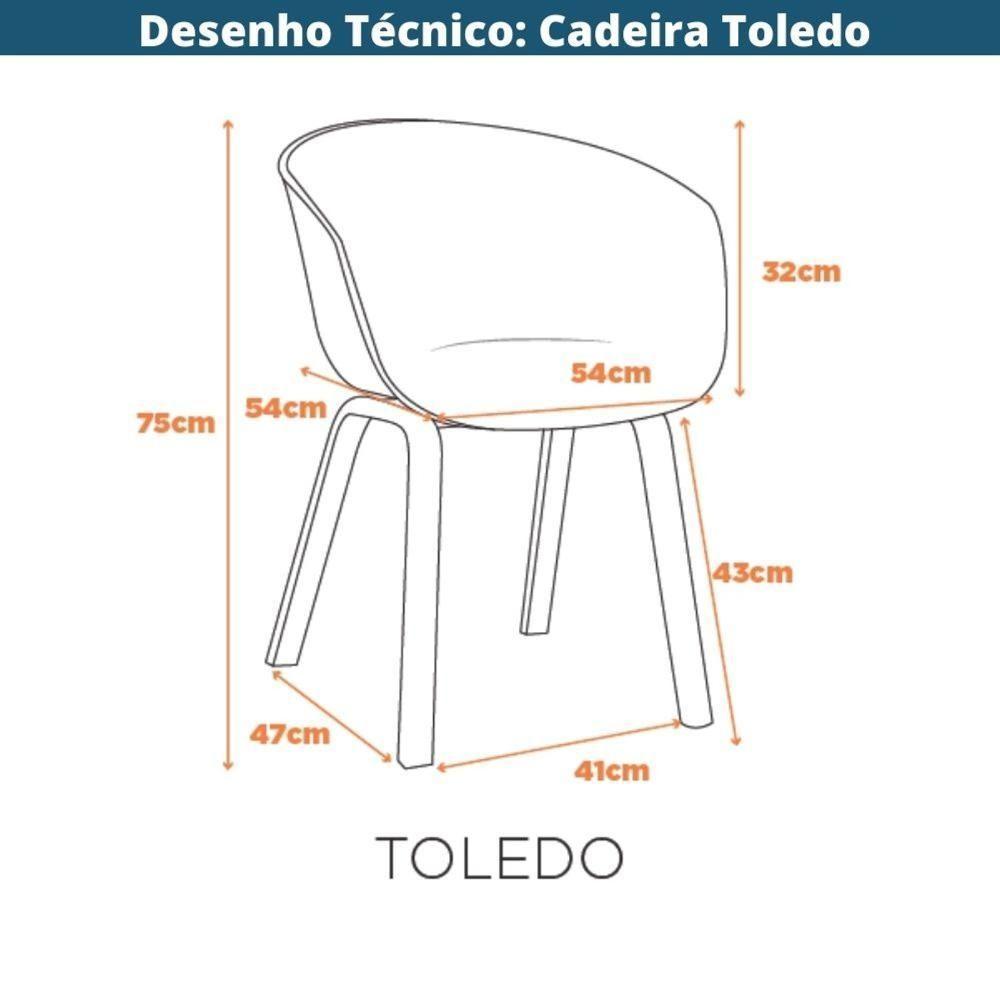 Kit 4 Cadeiras Toledo Fratini Assento Em Polipropileno Preto Base Aço Acabamento Idêntico á Madeira - 5