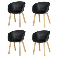 Kit 4 Cadeiras Toledo Fratini Assento Em Polipropileno Preto Base Aço Acabamento Idêntico á Madeira - 1