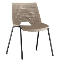 Kit 04 Cadeiras Empilhável Fixa Liked F02 Base Aço Preto Nude - Lyam Decor - 4