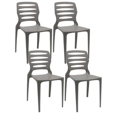 Kit 04 Cadeiras Para Cozinha Área Gourmet Jardim Empilhável Larsen P03 Basalto - Lyam Decor