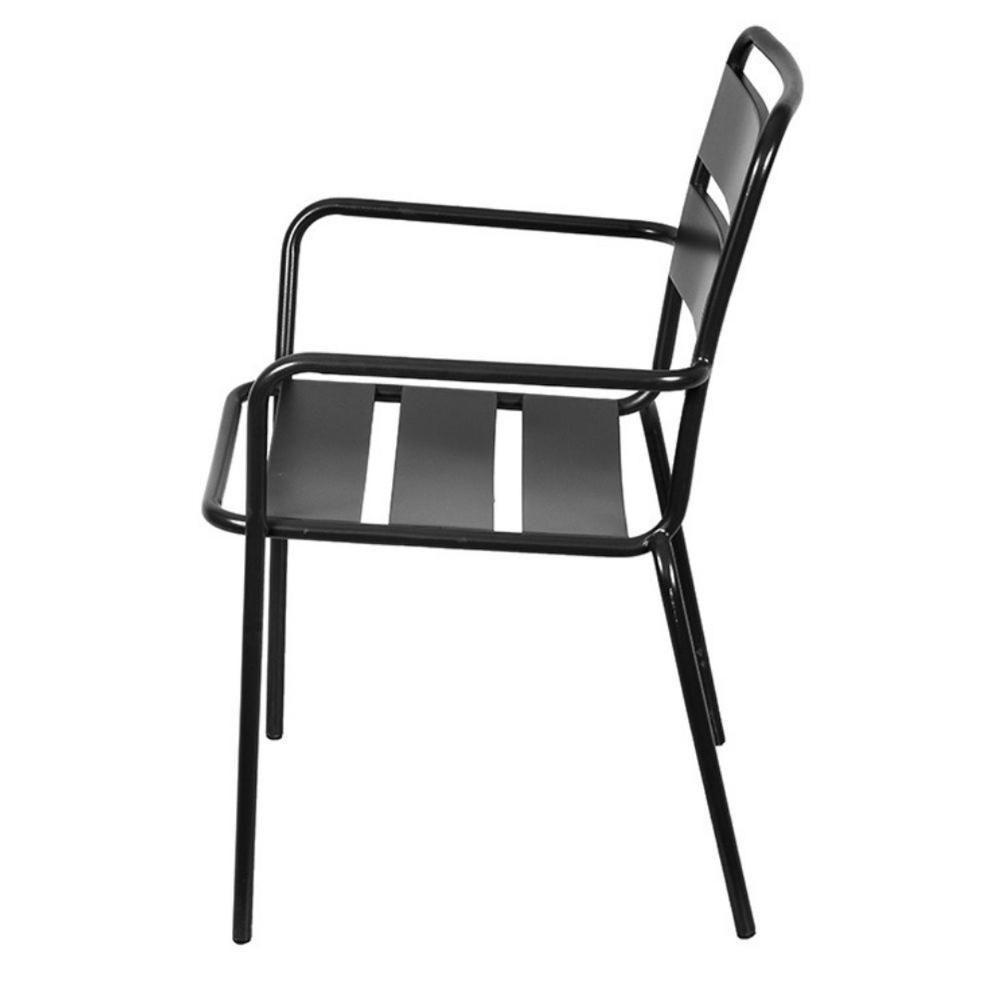 Cadeira Com Braços Empilhável Bora Em Ferro C- Pintura Epóxi Preto C- Proteção Uv E Uva área Externa - 3