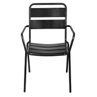 Cadeira Com Braços Empilhável Bora Em Ferro C- Pintura Epóxi Preto C- Proteção Uv E Uva área Externa - 2