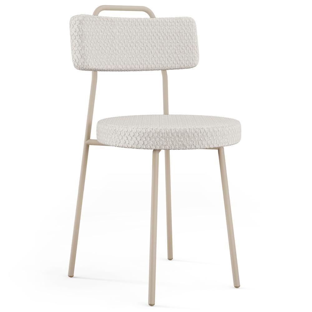 Cadeira Decorativa Estofada Para Sala De Jantar Barcelona Arena L02 Bouclê Cru - Lyam - 1