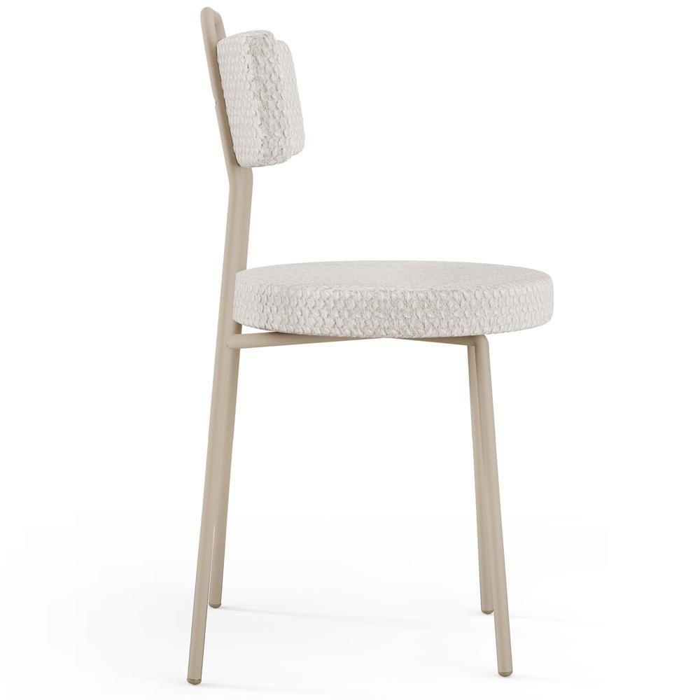 Cadeira Decorativa Estofada Para Sala De Jantar Barcelona Arena L02 Bouclê Cru - Lyam - 7