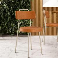 Kit 04 Cadeiras Decorativas Estofada Sala Jantar Barcelona Arena L02 Couríssimo Canela - Lyam - 2