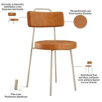 Kit 04 Cadeiras Decorativas Estofada Sala Jantar Barcelona Arena L02 Couríssimo Canela - Lyam