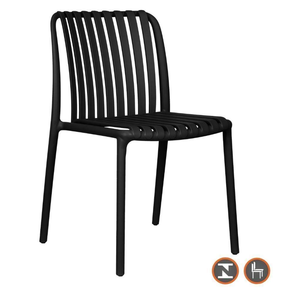 Kit 4 Cadeiras Empilhável Inmetro Sem Braço Cancun Gávea Fratini 49 Cm Polipropileno Preto - 2