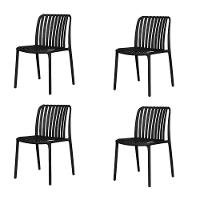 Kit 4 Cadeiras Empilhável Inmetro Sem Braço Cancun Gávea Fratini 49 Cm Polipropileno Preto - 1