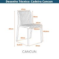 Kit 4 Cadeiras Empilhável Inmetro Sem Braço Cancun Gávea Fratini 49 Cm Polipropileno Preto - 9