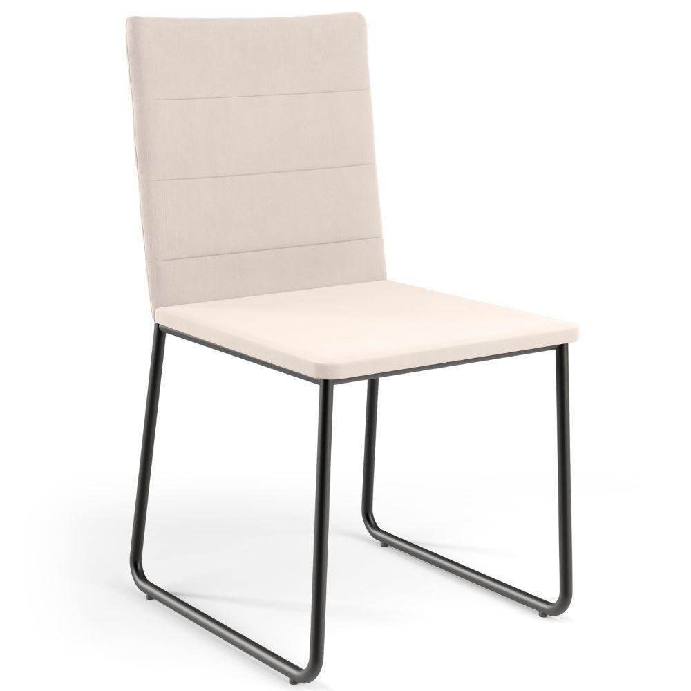 Kit 04 Cadeiras Decorativa Estofada Para Sala De Jantar Preto Maya L02 Suede Bege - Lyam Decor - 3