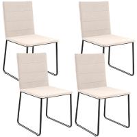 Kit 04 Cadeiras Decorativa Estofada Para Sala De Jantar Preto Maya L02 Suede Bege - Lyam Decor - 1