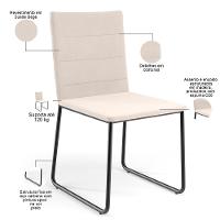 Kit 04 Cadeiras Decorativa Estofada Para Sala De Jantar Preto Maya L02 Suede Bege - Lyam Decor