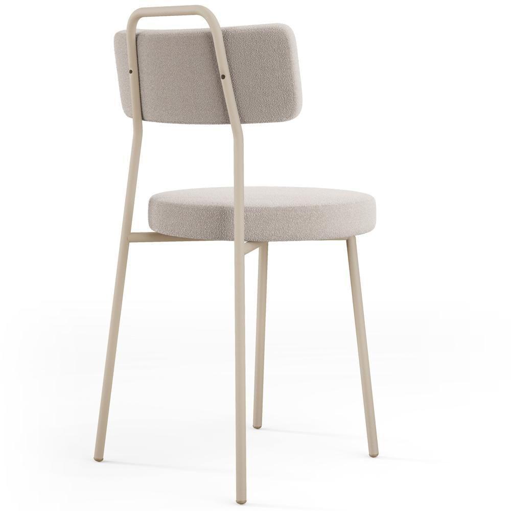 Cadeira Decorativa Estofada Para Sala De Jantar Barcelona Arena L02 Bouclê Creme - Lyam - 6
