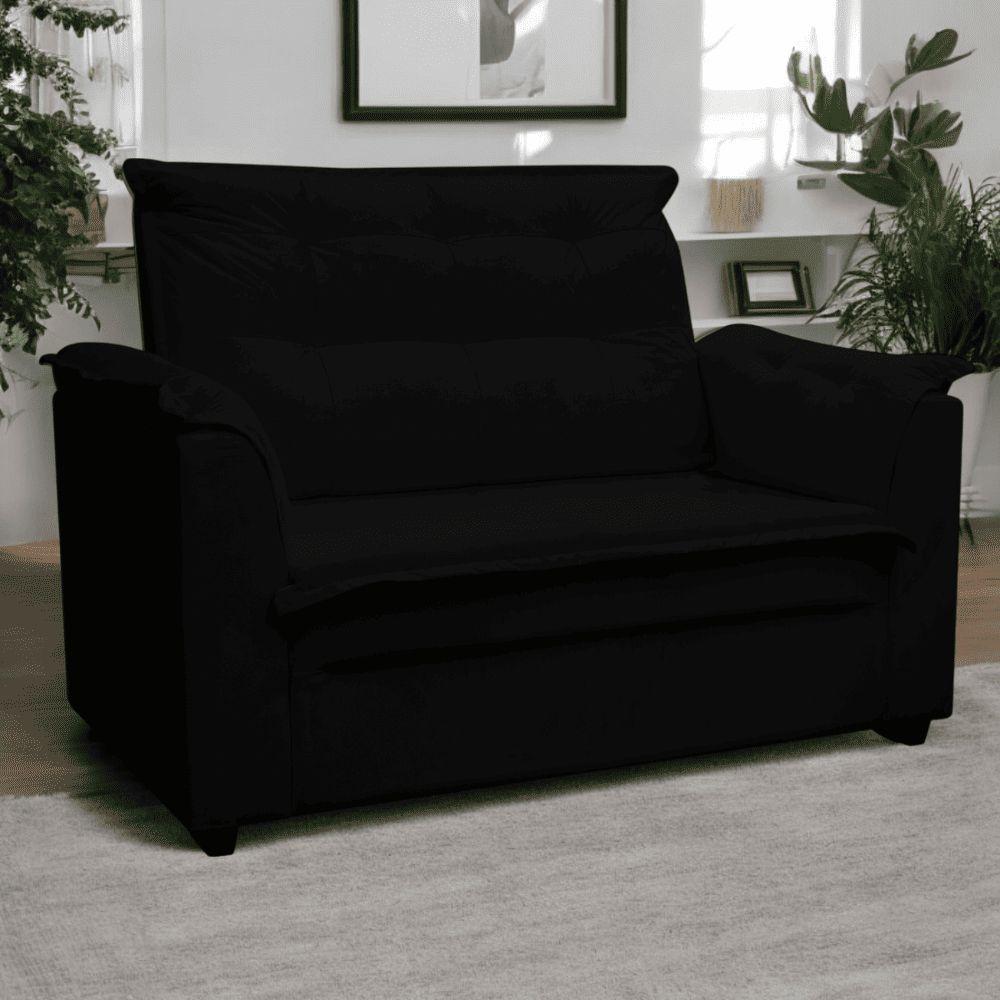 Sofá 2 Lugares Namoradeira Marrocos 1,40m Sala De Tv Estar Recepção Suede Preto Mabe Magazine - 1