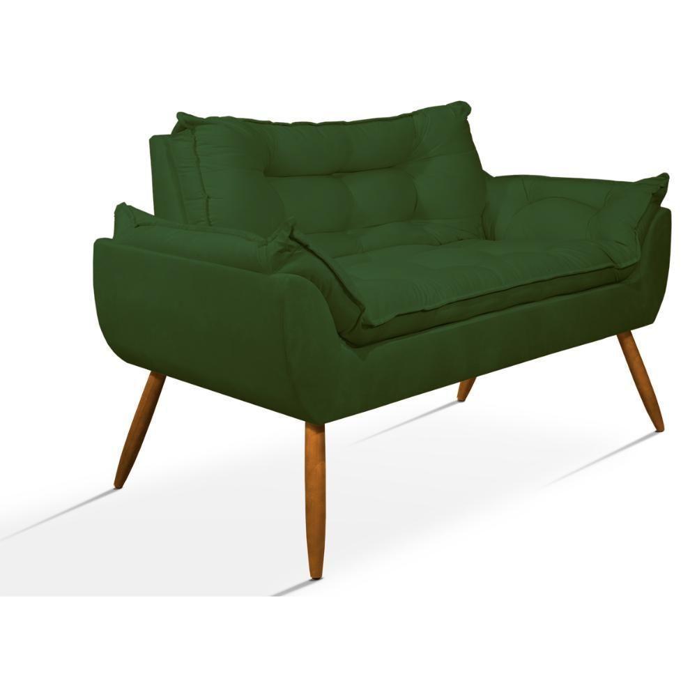 Kit 02 Poltronas + Sofá 2 Lugares Com Puff Opala Balaqui Verde - 7