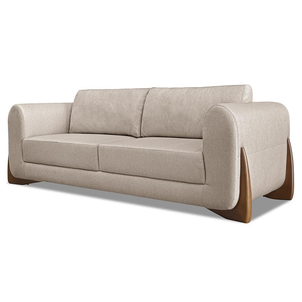 Sofá 2 Lugares Base De Madeira 180cm Izzy S06 Linho Areia - Mpozenato - 1