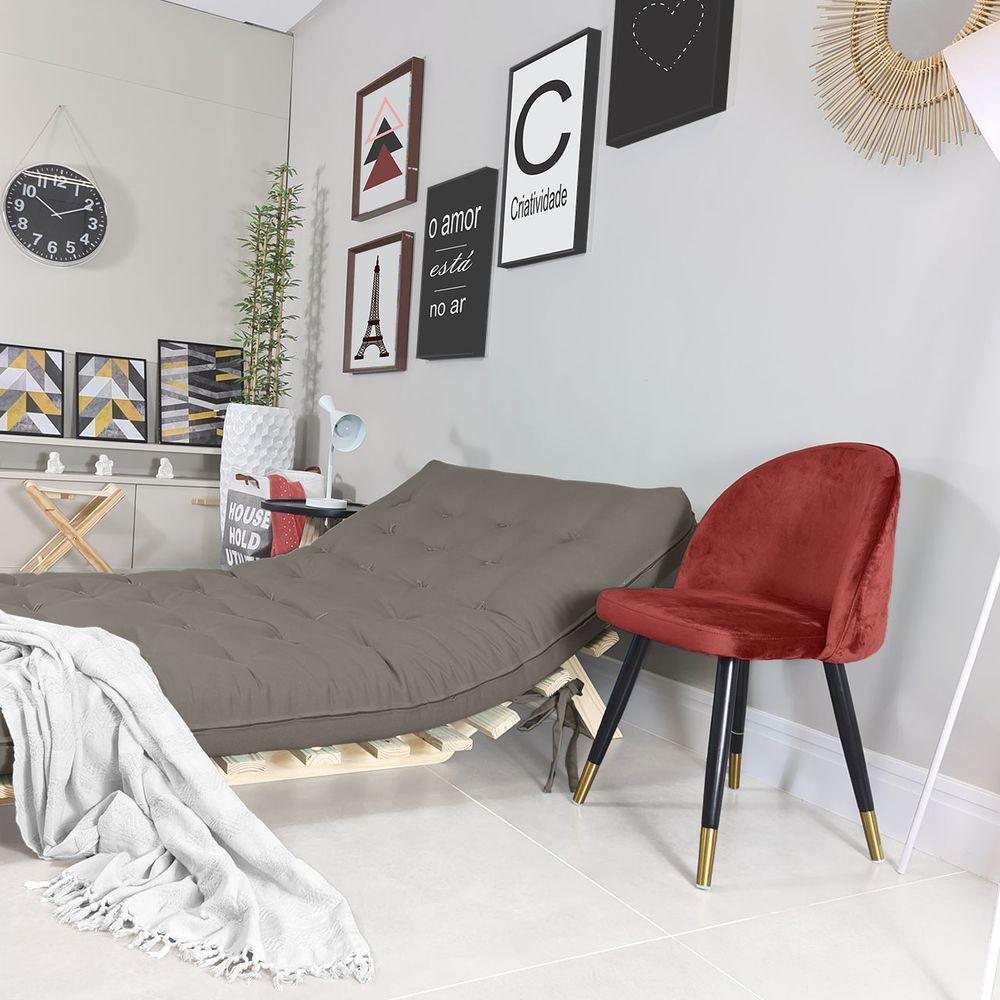 Futon Casal Tokio Sofa Cama Cinza Com Madeira Maciça - 3