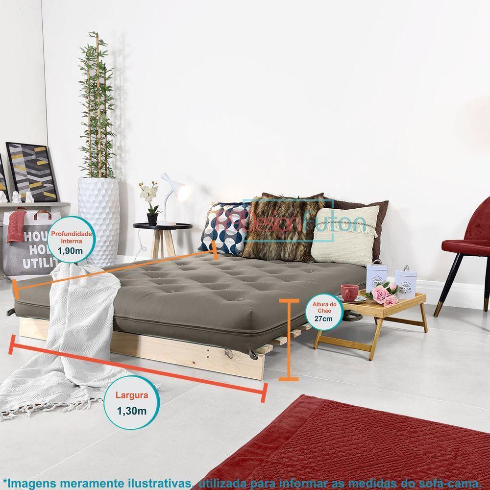 Futon Casal Tokio Sofa Cama Cinza Com Madeira Maciça - 8