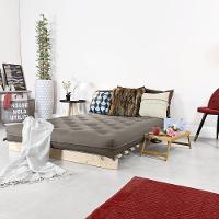 Futon Casal Tokio Sofa Cama Cinza Com Madeira Maciça - 2