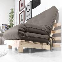 Futon Casal Tokio Sofa Cama Cinza Com Madeira Maciça - 6
