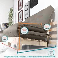 Futon Casal Tokio Sofa Cama Cinza Com Madeira Maciça - 7