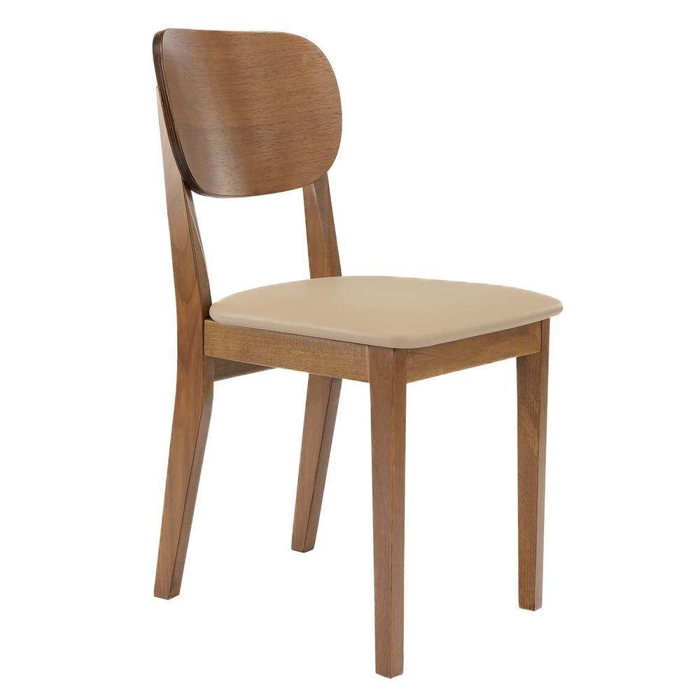 Cadeira Madeira Tramontina Bahia Tauarí Amêndoa Estofado Bege Tramontina - 1