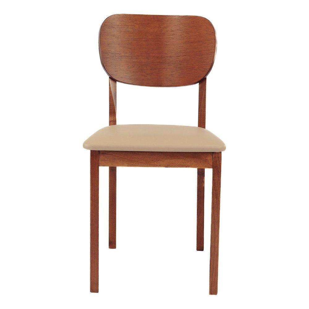 Cadeira Madeira Tramontina Bahia Tauarí Amêndoa Estofado Bege Tramontina - 4