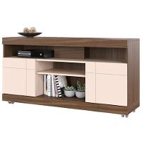 Rack Para Sala De Estar Tv 47 Pol Com Rodízios Raya C04 Nogueira Real Off White - Lyam Decor - 1