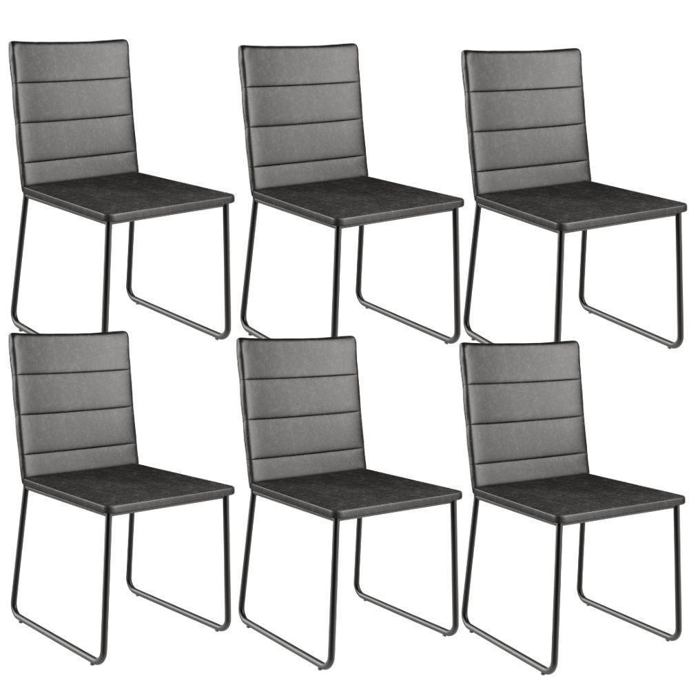 Kit 06 Cadeiras Decorativa Estofada Para Sala De Jantar Preto Maya L02 Couríssimo Preto - Lyam Decor - 1