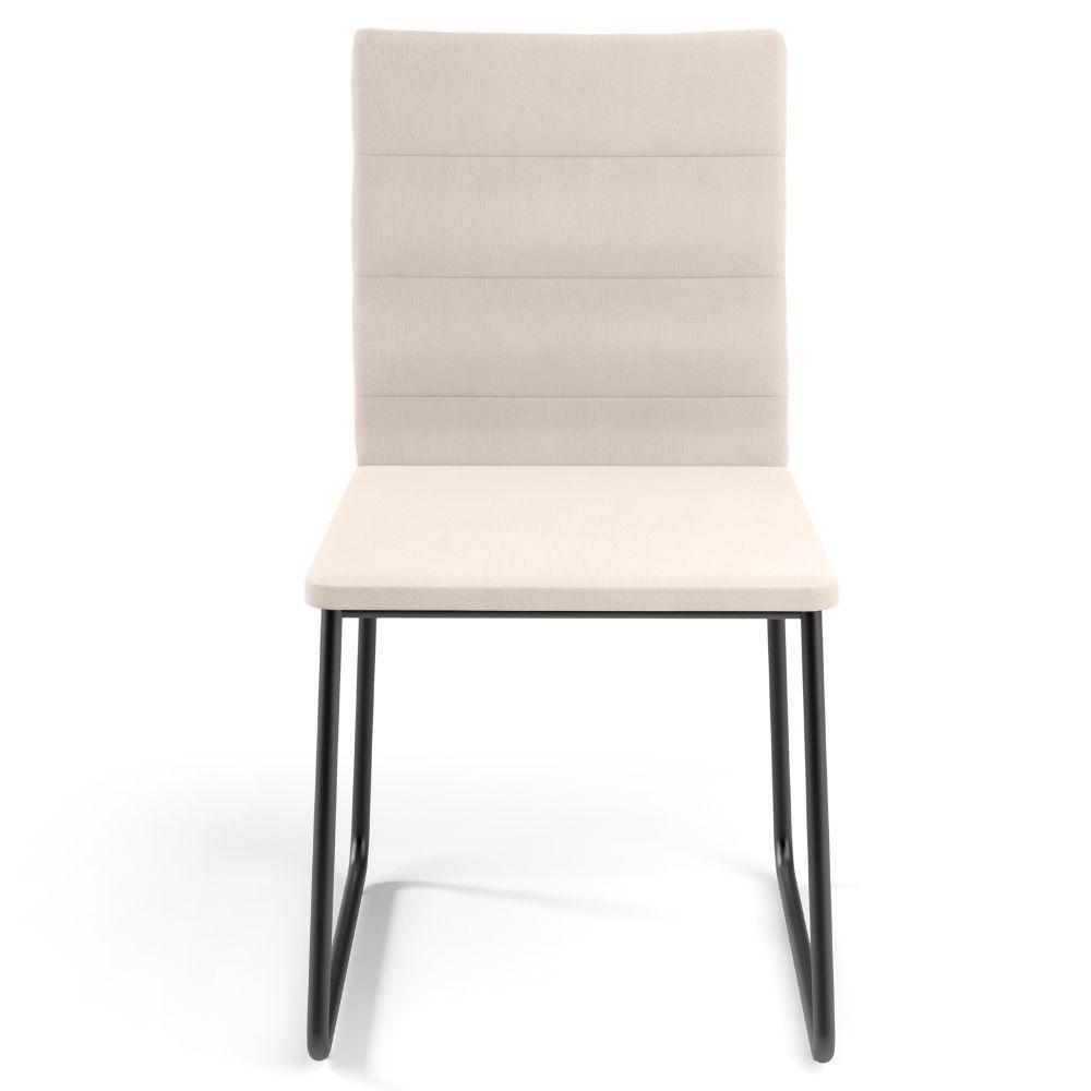 Kit 02 Cadeiras Decorativa Estofada Para Sala De Jantar Preto Maya L02 Suede Bege - Lyam Decor - 6