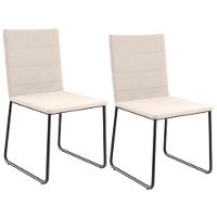 Kit 02 Cadeiras Decorativa Estofada Para Sala De Jantar Preto Maya L02 Suede Bege - Lyam Decor - 1