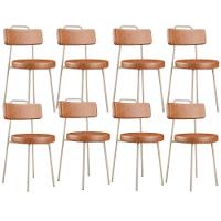 Kit 08 Cadeiras Decorativas Estofada Sala Jantar Barcelona Arena L02 Couríssimo Camel - Lyam - 1