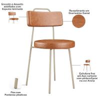 Kit 08 Cadeiras Decorativas Estofada Sala Jantar Barcelona Arena L02 Couríssimo Camel - Lyam