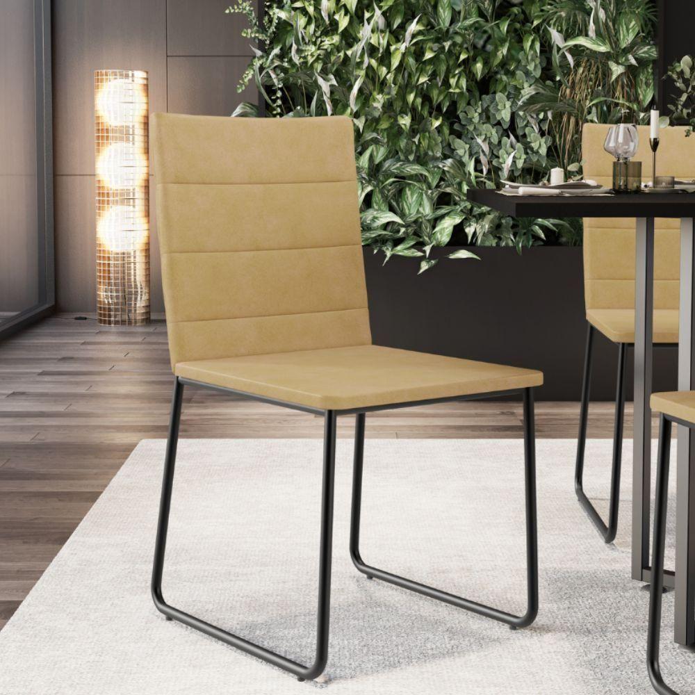 Kit 02 Cadeiras Decorativa Estofada Para Sala De Jantar Preto Maya L02 Couríssimo Fendi - Lyam Decor - 2