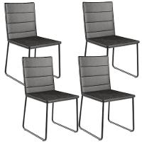 Kit 04 Cadeiras Decorativa Estofada Para Sala De Jantar Preto Maya L02 Couríssimo Preto - Lyam Decor - 1