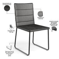 Kit 04 Cadeiras Decorativa Estofada Para Sala De Jantar Preto Maya L02 Couríssimo Preto - Lyam Decor