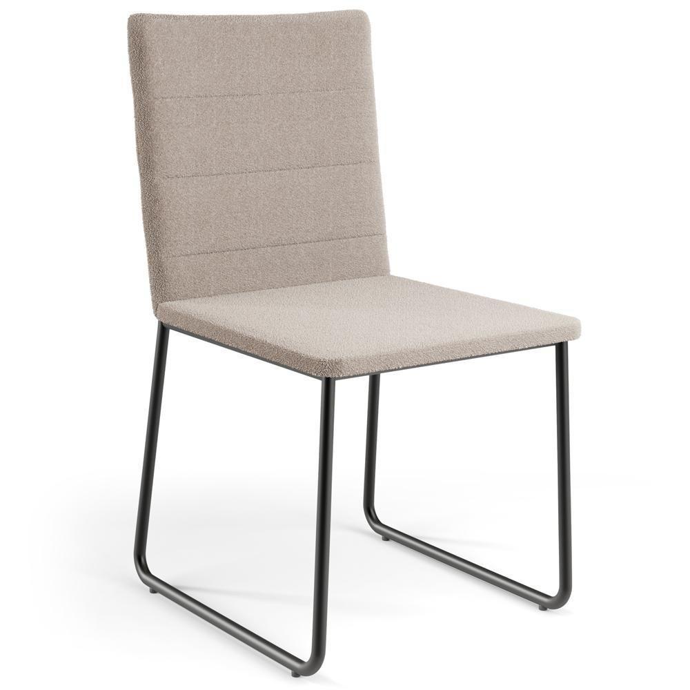 Kit 06 Cadeiras Decorativa Estofada Para Sala De Jantar Preto Maya L02 Bouclê Creme - Lyam Decor - 3