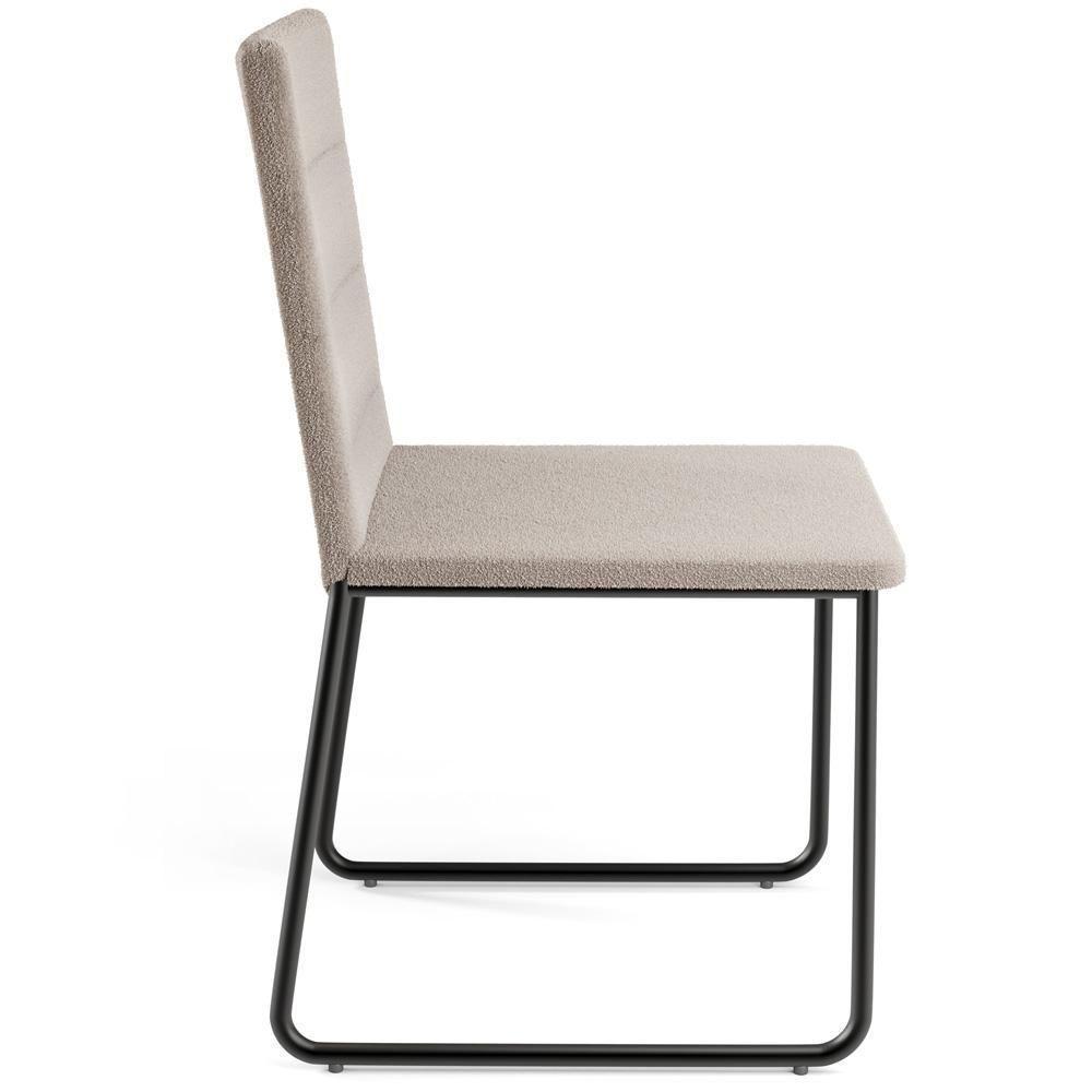 Kit 06 Cadeiras Decorativa Estofada Para Sala De Jantar Preto Maya L02 Bouclê Creme - Lyam Decor - 7