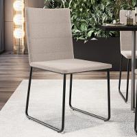 Kit 06 Cadeiras Decorativa Estofada Para Sala De Jantar Preto Maya L02 Bouclê Creme - Lyam Decor - 2