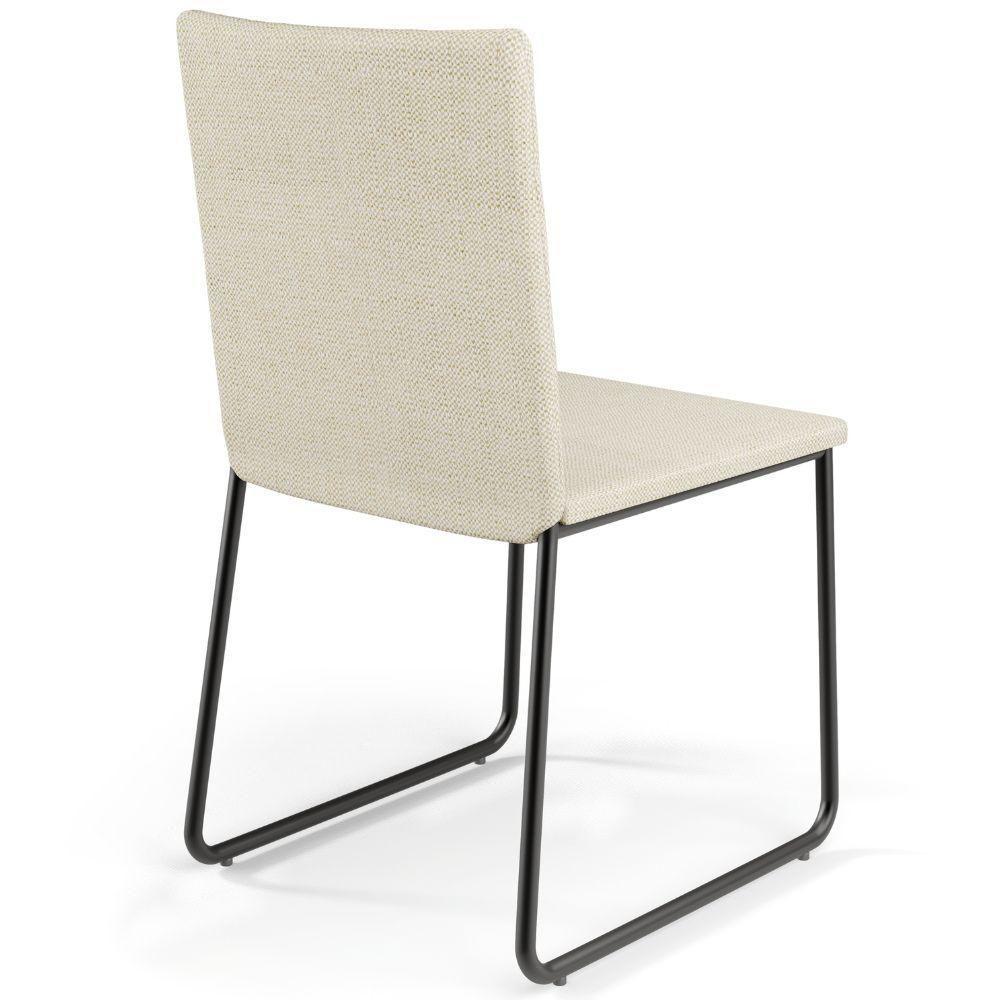 Kit 04 Cadeiras Decorativa Estofada Para Sala De Jantar Preto Maya L02 Linho Champagne - Lyam Decor - 8