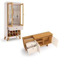 Conjunto Decorativo Cristaleira E Buffet Aparador ópera/sollare Off White/cinamomo G26 - Hb Móveis - 7
