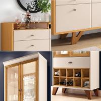 Conjunto Decorativo Cristaleira E Buffet Aparador ópera/sollare Off White/cinamomo G26 - Hb Móveis - 8