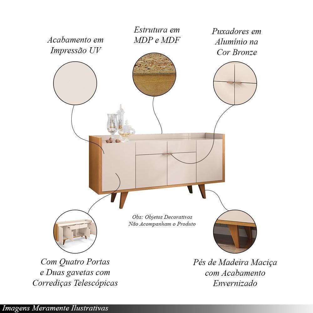 Conjunto Decorativo Cristaleira E Buffet Aparador Peggy/albâni Off White/cinamomo G26 - Gran Belo - 5