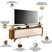 Rack Para Sala Dorian Com Painel Para Tv 70 Pol Contour B01 Cinamomo Off White - Lyam Decor