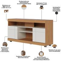 Rack Para Sala Com Painel Para Tv 55 Pol Raya C04 Freijó Off White - Lyam Decor