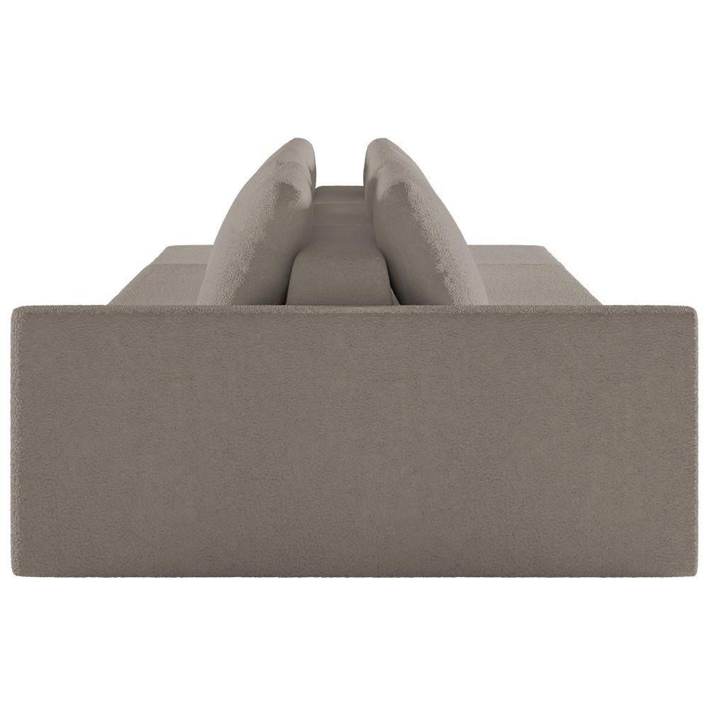 Sofá Ilha Modular Com Puff Para Sala Living 342cm Georgia K04 Bouclê Bege Escuro - Mpozenato - 6