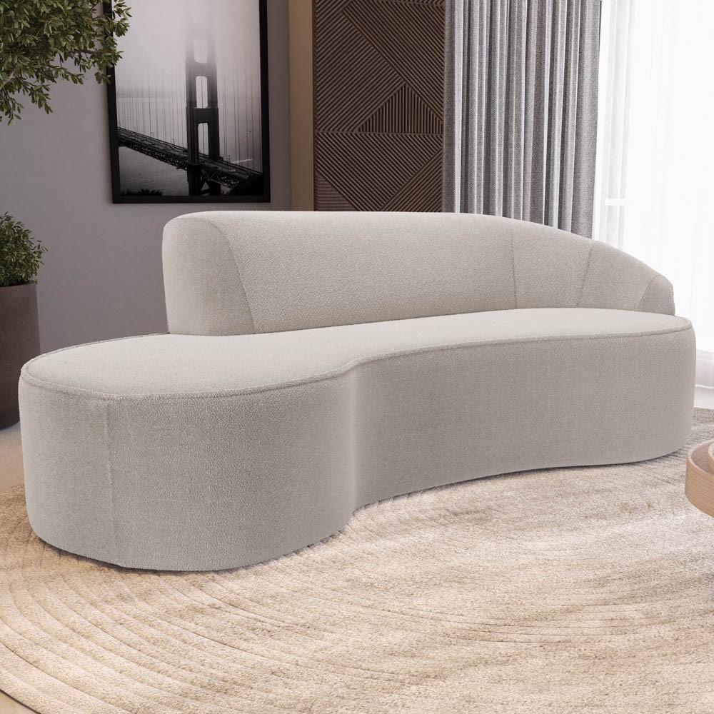 Sofá Living 3 Lugares 260cm Braço Direito Mozart D06 Bouclê Bege - Mpozenato - 4