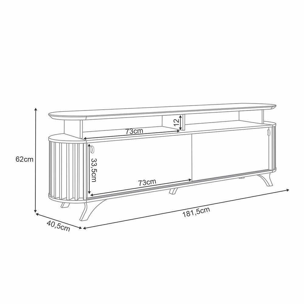 Bancada Decorativa Kirby 1.8 Tv Até 70 Polegadas Ripada Castanho/off White G26 - Gran Belo - 4