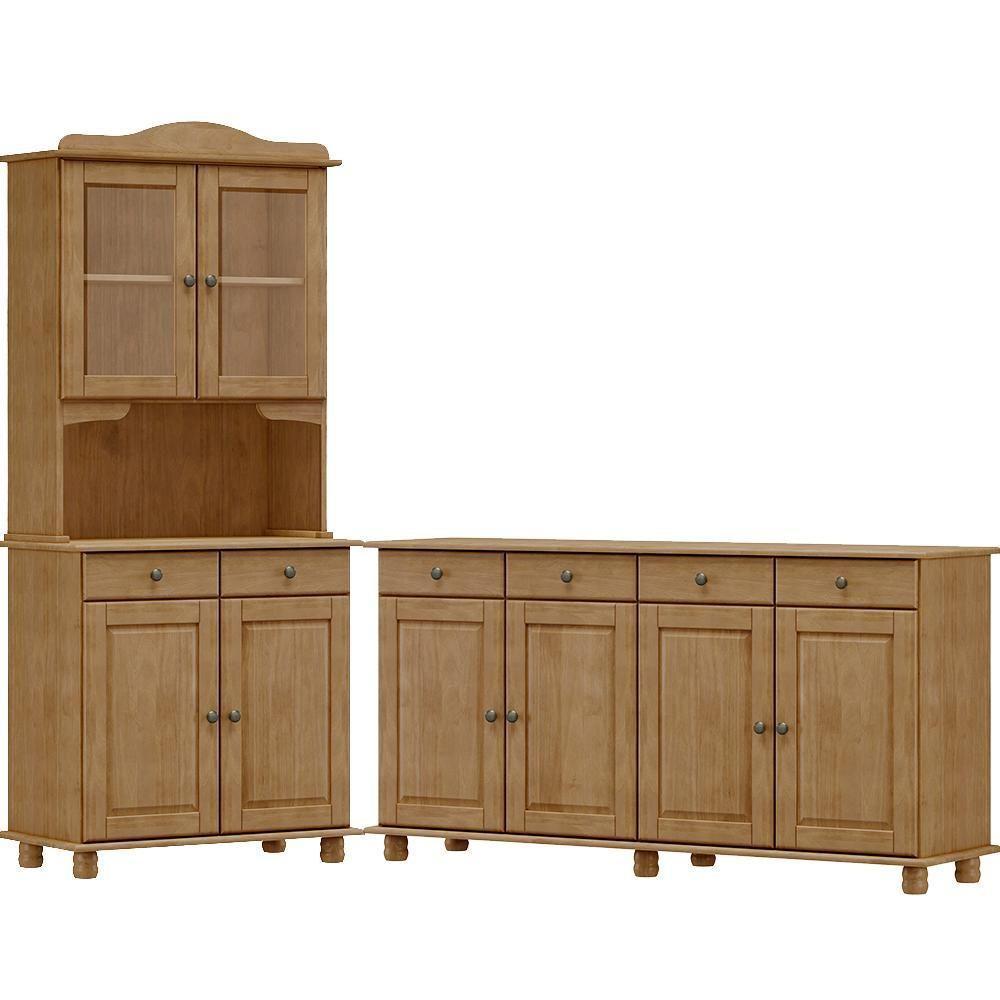 Cristaleira 4 Portas E Balcao 4 Portas Madeira Maciça Freijo Milani Store - 1