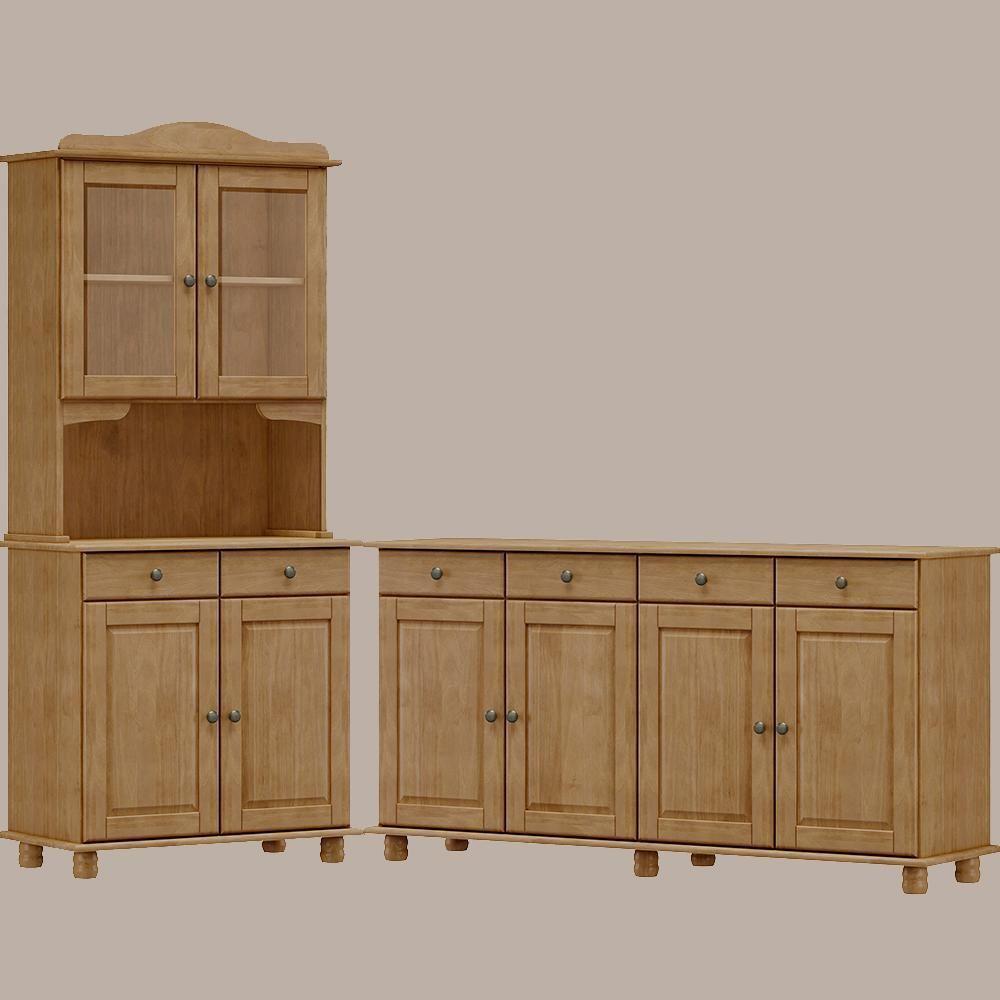 Cristaleira 4 Portas E Balcao 4 Portas Madeira Maciça Freijo Milani Store - 2